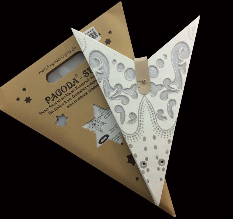 Curves Batik White - Foldable glowing star, paper poinsettia with 7 points, 60 cm